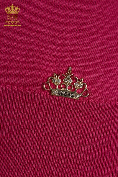 Pull en tricot pour femmes en gros à manches longues Fuchsia - 11071 | KAZEE - Thumbnail