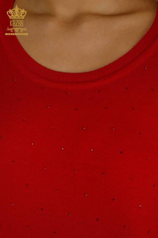 Pull en tricot à manches longues pour femmes en gros rouge - 30624 | KAZEE