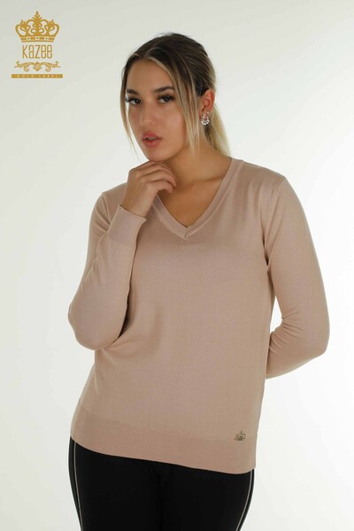 Vente en gros de tricots pour femmes pull à manches longues pierre - 11071 | KAZEE - Thumbnail