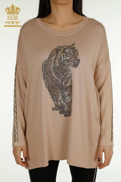 Kazee - Pull en tricot pour femmes en gros motif tigre poudre - 30746 | KAZEE (1)