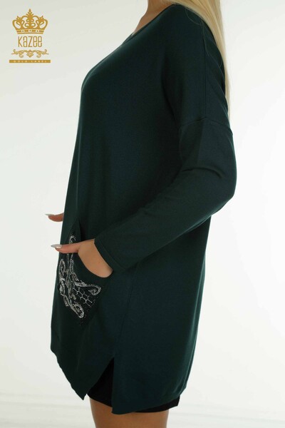 Pull en tricot pour femmes en gros pierre brodée Nefti - 30601 | KAZEE - Thumbnail