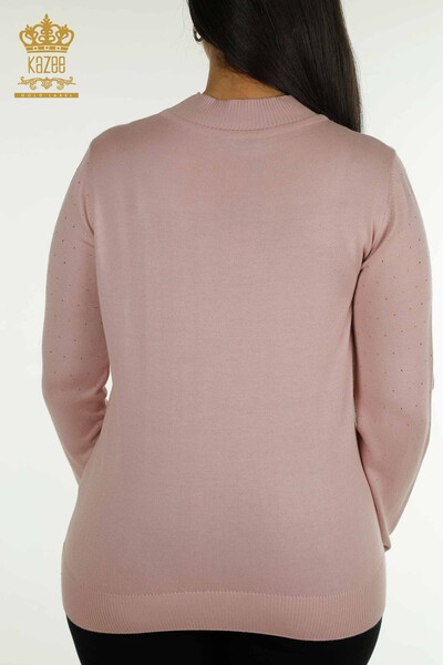 Pull en tricot pour femmes en gros poudre brodée de pierre - 30677 | KAZEE - Thumbnail