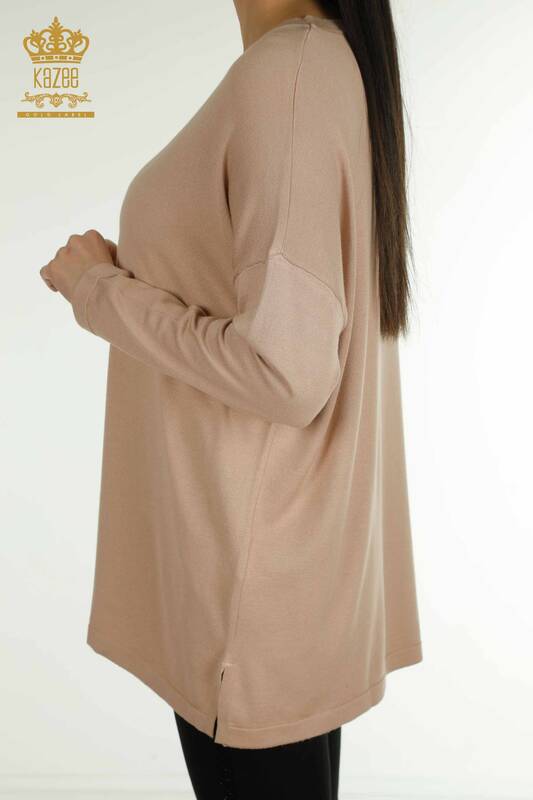 Pull en tricot pour femmes en gros avec broderie de pierre - 30750 | KAZEE