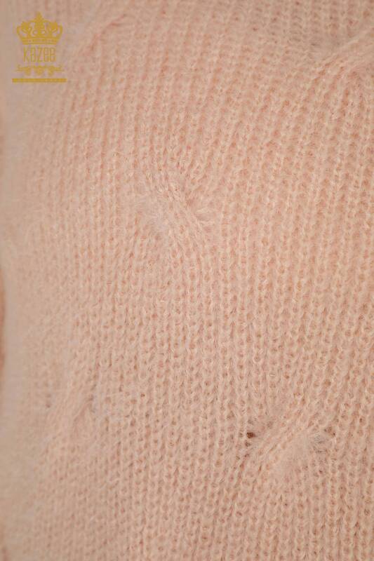 Pull en tricot pour femmes en gros tissé Angora poudre - 19063 | KAZEE