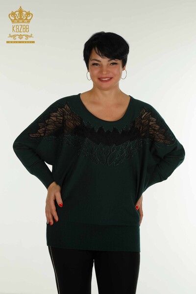 Pull en tricot pour femmes en gros Tulle détaillé Nefti - 16942 | KAZEE - Thumbnail