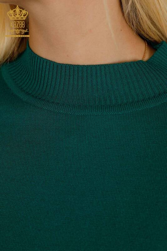 Vente en gros Pull en tricot pour femmes - Col montant - Basique - Vert - 16663 | KAZÉE