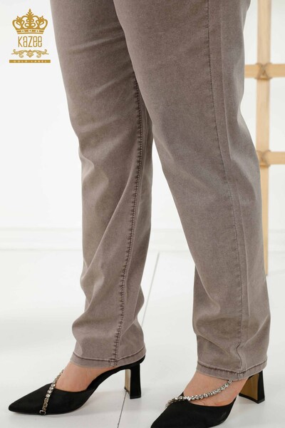 Grossiste Pantalon Femme Poche Détaillée Marron - 3673 | KAZEE - Thumbnail