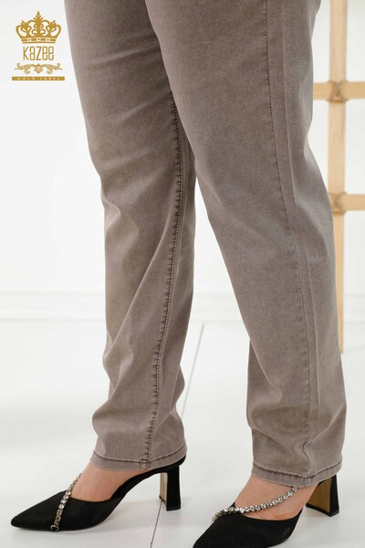 Grossiste Pantalon Femme Poche Détaillée Marron - 3673 | KAZEE - 5