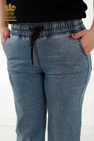 Grossiste Pantalon Femme - Taille Élastique - Bleu Marine - 3675 | KAZEE - Thumbnail