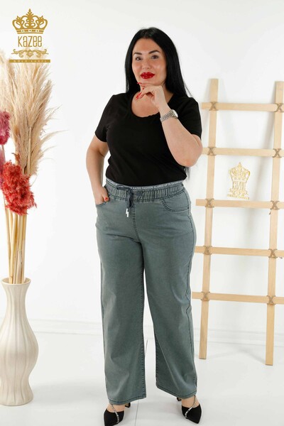 Grossiste Pantalon Femme Avec Taille Élastique Kaki - 3672 | KAZEE - Thumbnail