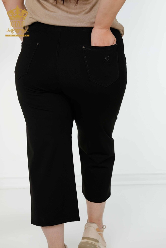 Grossiste Pantalon Femme Noir Avec Taille Élastique - 3466 | KAZEE - 10