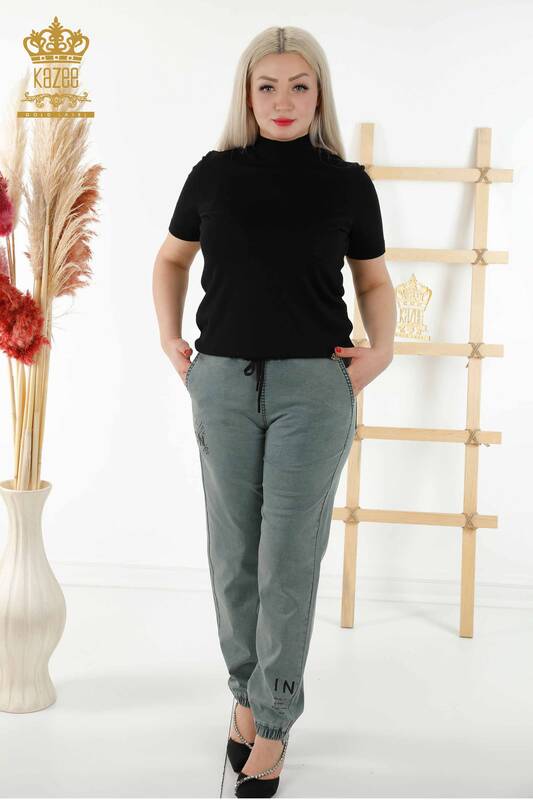 Grossiste Pantalon Femme - Taille Élastique - Vison - 3675 | KAZEE