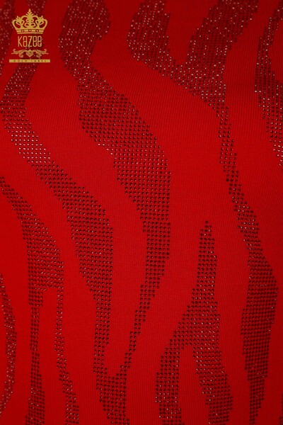 Grossiste Pull Femme - Pierre Brodée - Rouge - 16728 | KAZEE - 3