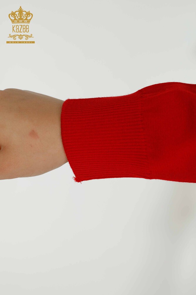 Grossiste Pull Femme - Pierre Brodée - Rouge - 16728 | KAZEE - 6