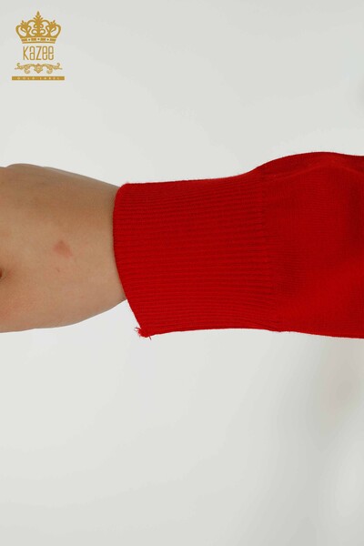 Grossiste Pull Femme - Pierre Brodée - Rouge - 16728 | KAZEE - 6