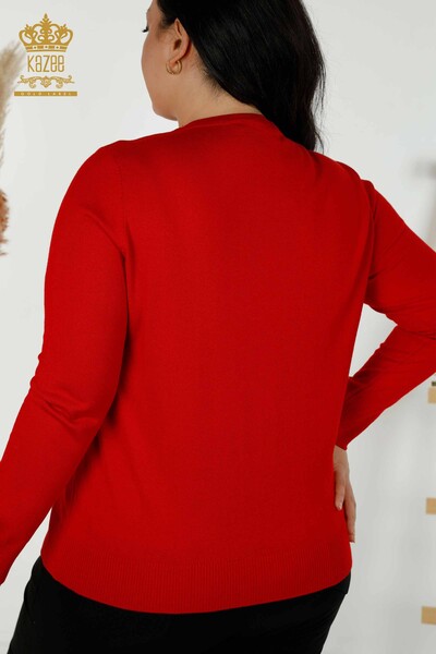 Grossiste Pull Femme - Pierre Brodée - Rouge - 16728 | KAZEE - 7