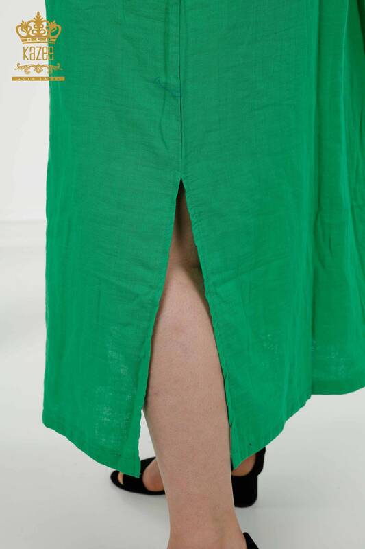 Grossiste Robe Femme - Bouton Détaillé - Vert - 20405 | KAZEE