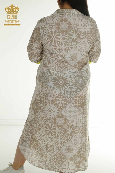 Robe pour femmes en gros avec détail de manches Beige - 2402-211665 | S&M - Thumbnail
