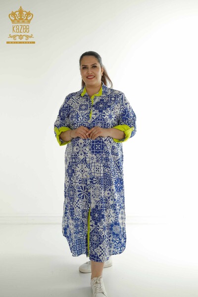 Robe à manches pour femmes en gros détaillée Saks - 2402-211665 | S&M - Thumbnail