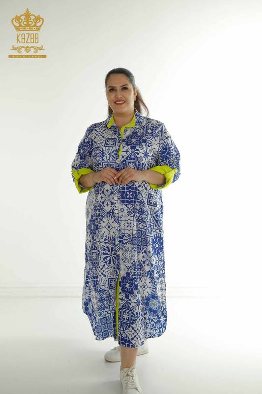 Robe à manches pour femmes en gros détaillée Saks - 2402-211665 | S&M