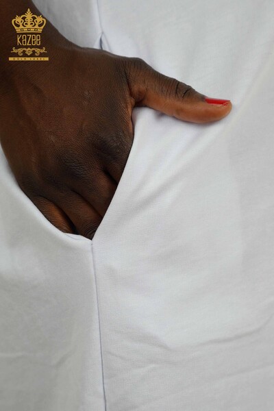 Robe Femme En Gros Perlée Écru - 2402-231001 | S&M - Thumbnail