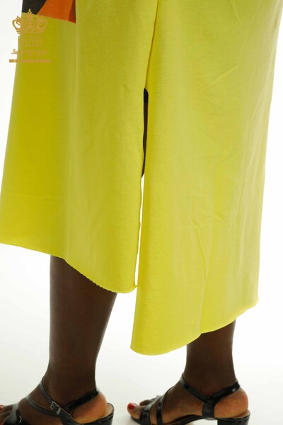 Robe en gros pour femmes perlée jaune - 2402-231001 | S&M - Thumbnail