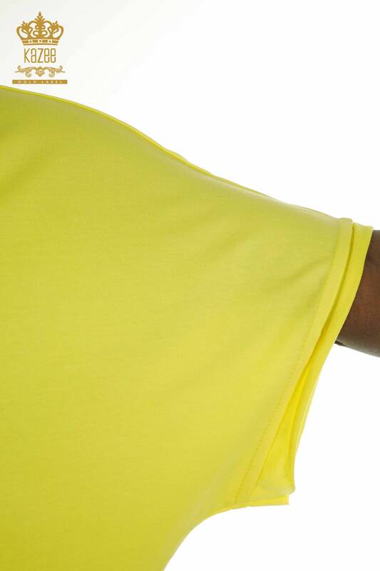 Robe jaune en gros pour femmes avec détail de poche - 2402-231039 | S&M