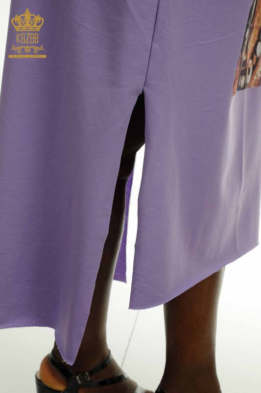 Robe en gros pour femmes avec poche détaillée lilas - 2402-231039 | S&M