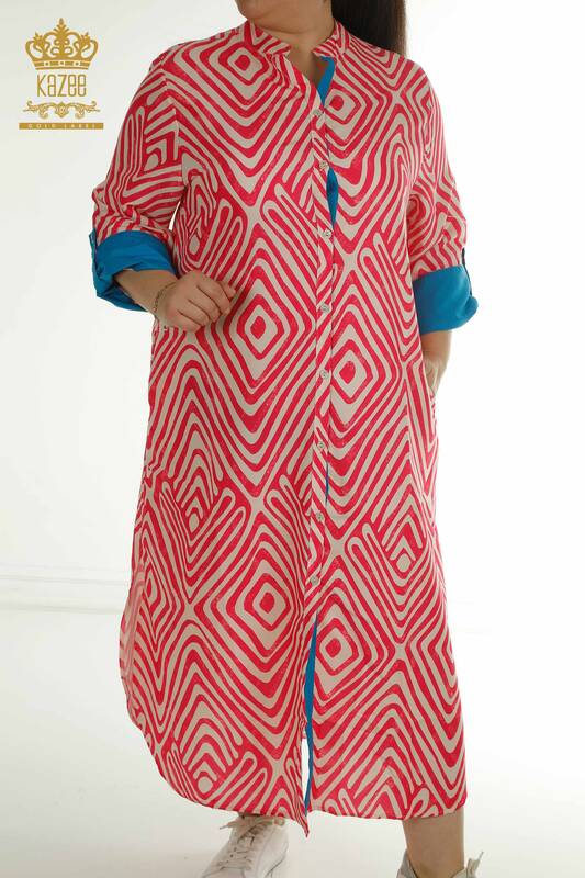Robe rouge pour femmes en gros avec détail de poche - 2402-211647 | S&M