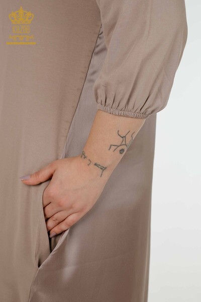 Grossiste Robe Femme Lettre détaillée Beige - 20331 | KAZEE - 5