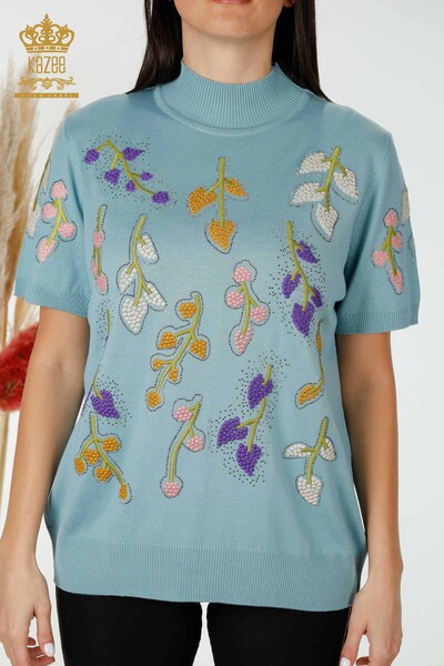 Grossiste Tricot Femme Motif Feuille Menthe - 16753 | KAZEE - 2