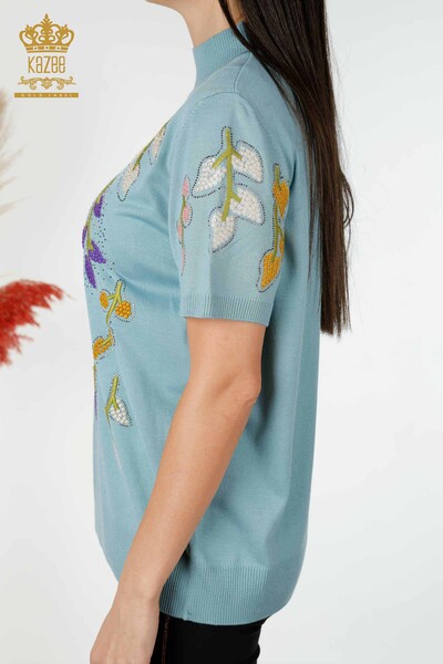 Grossiste Tricot Femme Motif Feuille Menthe - 16753 | KAZEE - 6