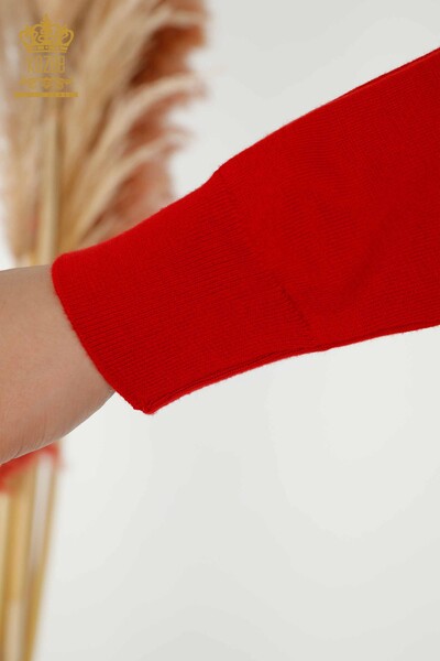 Grossiste Pull Femme - Basique - Avec Logo - Rouge - 30181 | KAZEE - Thumbnail