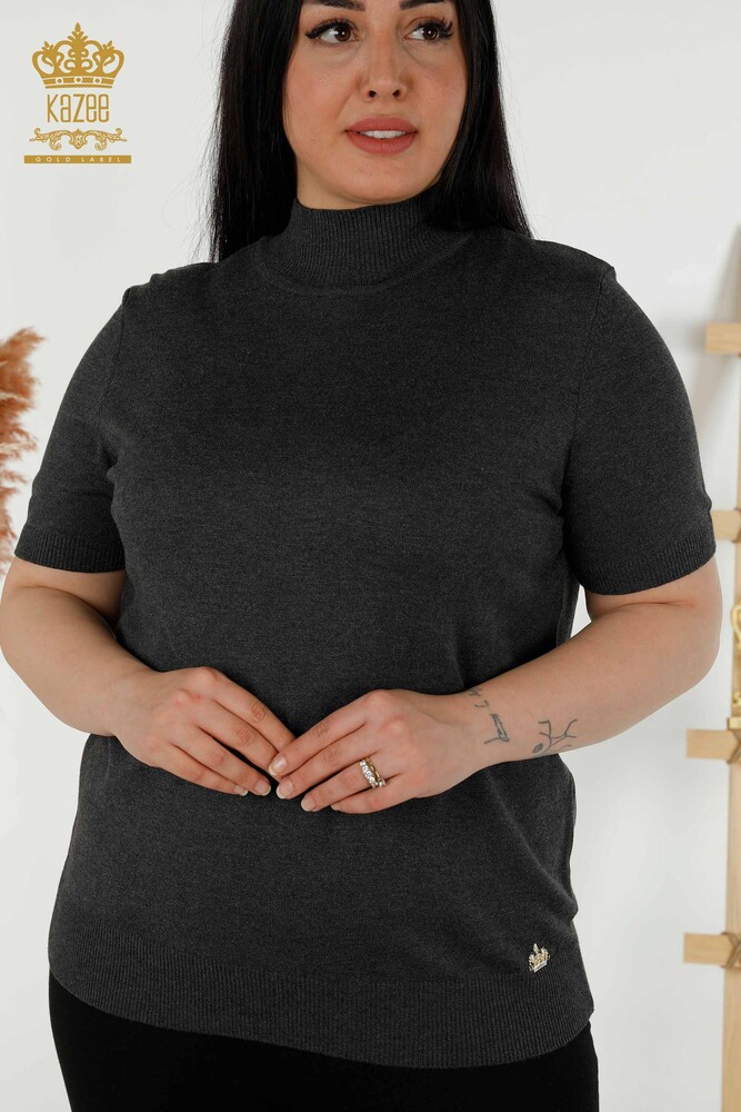 Grossiste Pull Tricot Femme - Col Haut - Viscose - Fumé - 16168 | KAZEE - 2