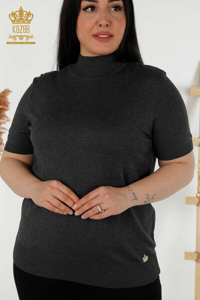 Grossiste Pull Tricot Femme - Col Haut - Viscose - Fumé - 16168 | KAZEE - 2