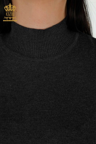 Grossiste Pull Tricot Femme - Col Haut - Viscose - Fumé - 16168 | KAZEE - 3