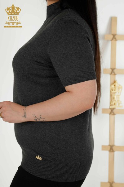 Grossiste Pull Tricot Femme - Col Haut - Viscose - Fumé - 16168 | KAZEE - 4