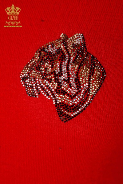 Grossiste Tricot Pull Motif Tigre Angora Rouge Pour Femme - 18955 | KAZEE - Thumbnail