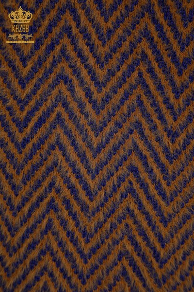 Pull en tricot pour femmes en gros Angora bicolore marron Saks - 30187 | KAZEE - Thumbnail