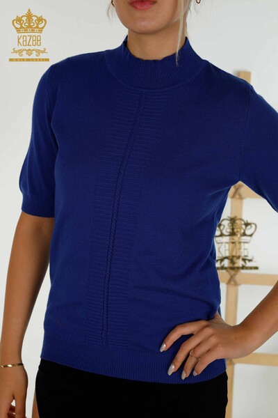 Pull en tricot basique à manches courtes pour femmes, vente en gros, Saks - 30334 | KAZÉE - Thumbnail