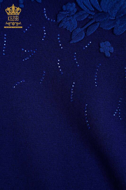 Pull en tricot pour femmes en gros Saks brodé de fleurs - 16849 | KAZEE