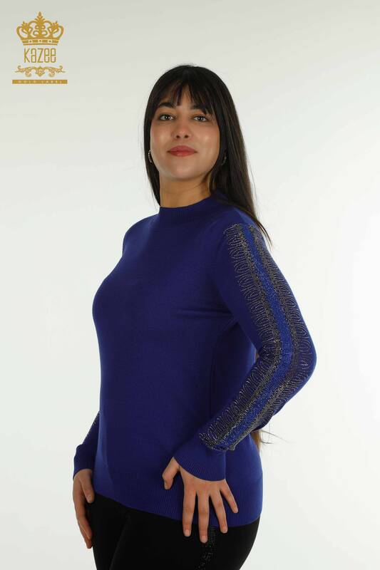 Pull en tricot pour femmes en gros à col haut Saks - 30564 | KAZEE