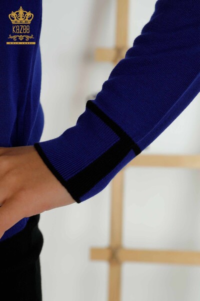 Pull en tricot pour femmes en gros avec poche colorée Saks - 30108 | KAZÉE - Thumbnail