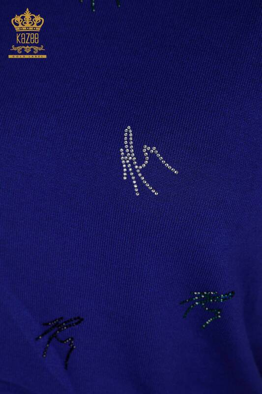 Pull en tricot pour femmes en gros Saks brodé de pierre colorée - 30327 | KAZEE