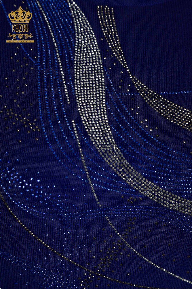 Pull en tricot pour femmes en gros avec pierre de cristal brodée Saks - 30469 | KAZEE - 3