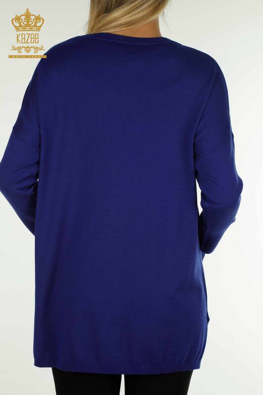 Pull en tricot pour femmes en gros Saks brodé de pierre de cristal - 30602 | KAZEE