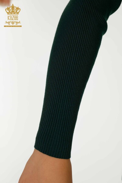 Pull en tricot pour femmes en gros avec épaule détaillée vert foncé - 30192 | KAZEE - Thumbnail