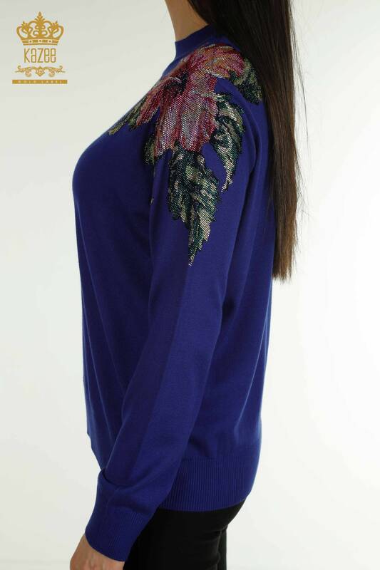 Tricots pour femmes en gros pull épaule fleur détaillée Saks - 30542 | KAZEE