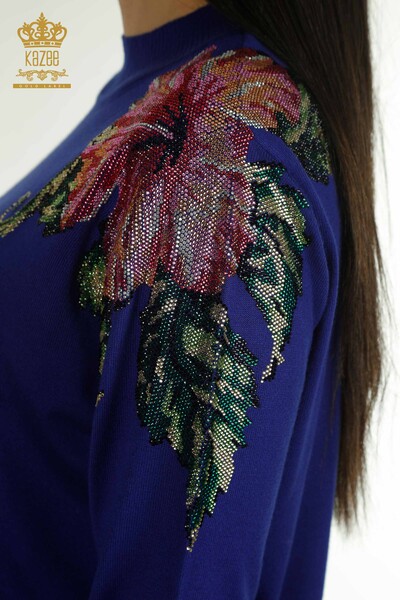 Tricots pour femmes en gros pull épaule fleur détaillée Saks - 30542 | KAZEE - Thumbnail