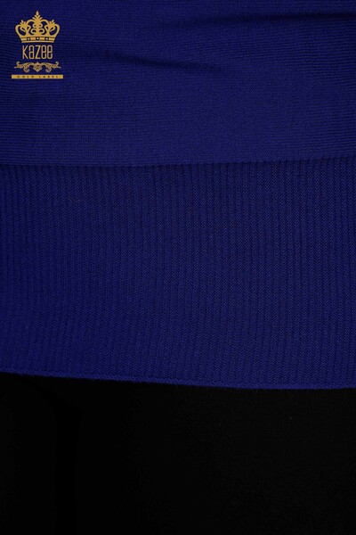 Pull en tricot pour femmes en gros Saks brodé de fleurs - 30228 | KAZEE - Thumbnail